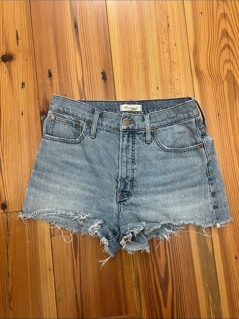 Madewell Light Wash Frayed Denim Shorts